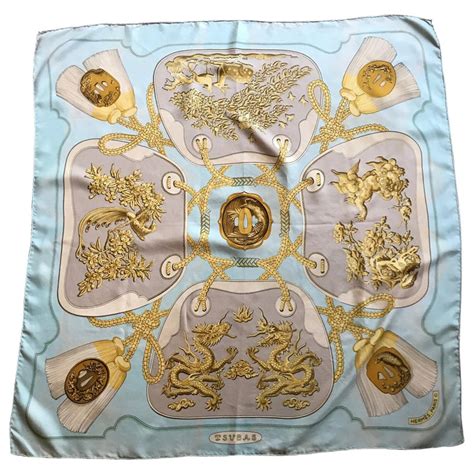 Vintage Hermes Silk Scarf Tsubas by Christiane Vauzelles